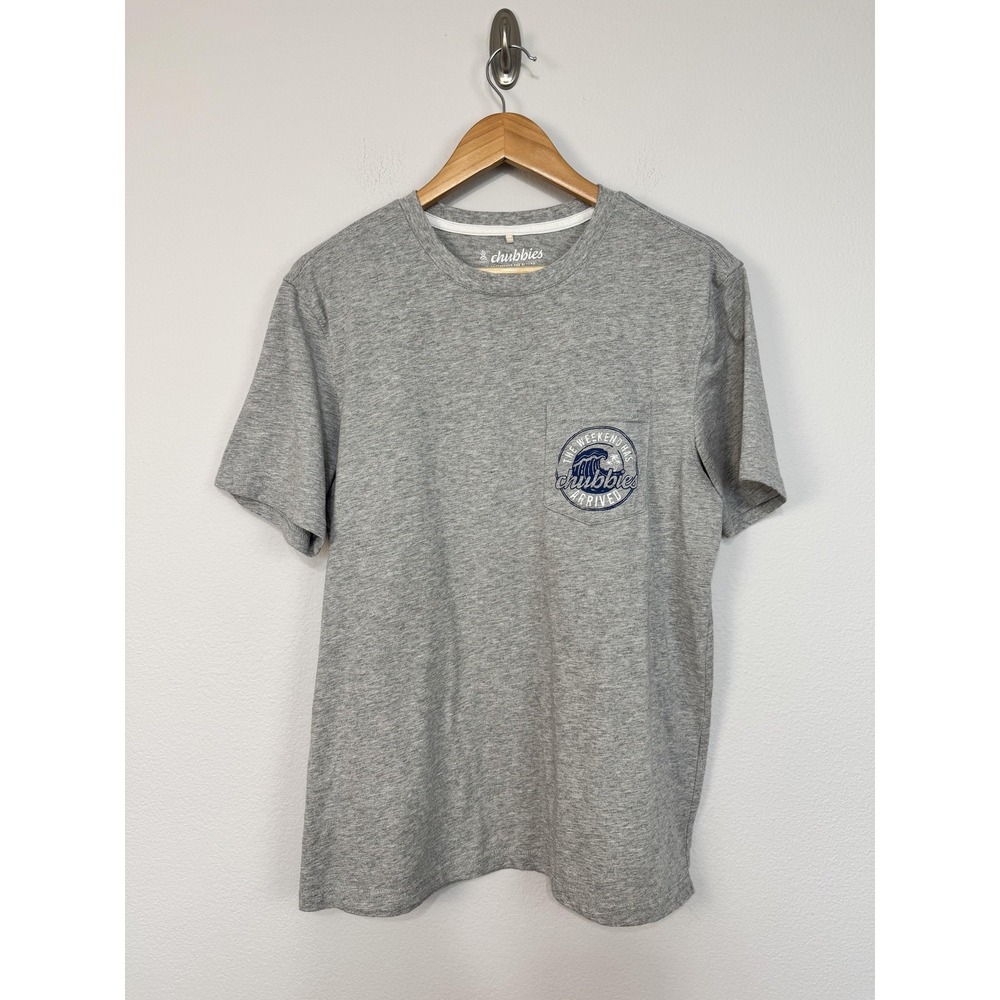Chubbies Shirt Mens Medium Gray The Weekend Has Arrived Pocket Graphic Surf Tee